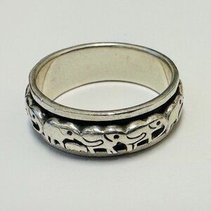 925 Sterling Silver Fidget Elephant Family Ring for Men - Size 11.75-8.43g